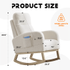 Modern Accent Rocking Chair Rocking Chair with Solid Wood Legs, Upholstered Nursery Glider Rocker, Comfy Armchair with Side Pocket