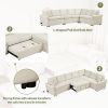 124.8"L-shaped Sofa Convertible Sofa Bed Pull Out Sofa Sleeper with Two Back Pillows, Two USB Ports and Two Power Sockets for Living Room